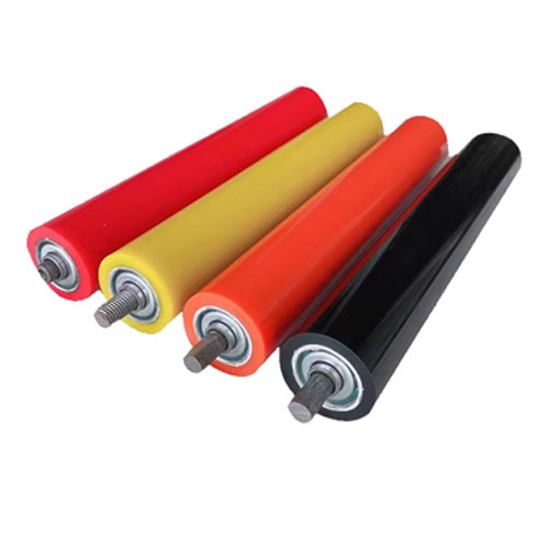 Polyurethane idler rollers with shaft